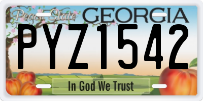 GA license plate PYZ1542