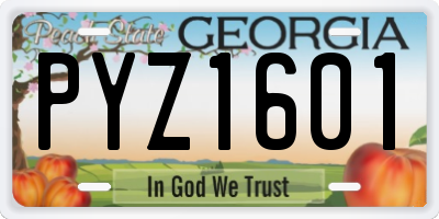 GA license plate PYZ1601