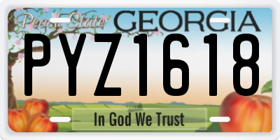 GA license plate PYZ1618