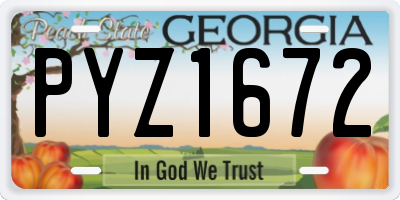GA license plate PYZ1672