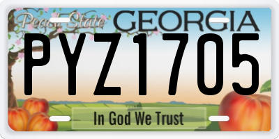 GA license plate PYZ1705