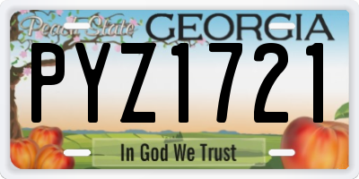 GA license plate PYZ1721