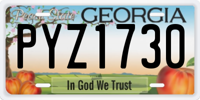 GA license plate PYZ1730