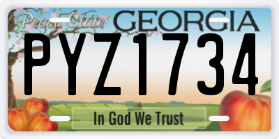 GA license plate PYZ1734