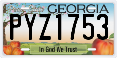 GA license plate PYZ1753