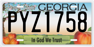 GA license plate PYZ1758