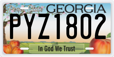 GA license plate PYZ1802