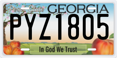 GA license plate PYZ1805
