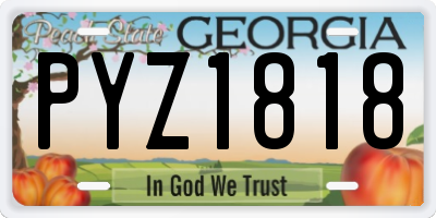GA license plate PYZ1818