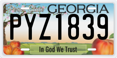 GA license plate PYZ1839