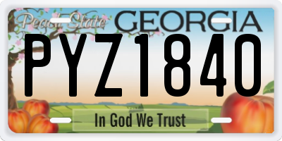 GA license plate PYZ1840