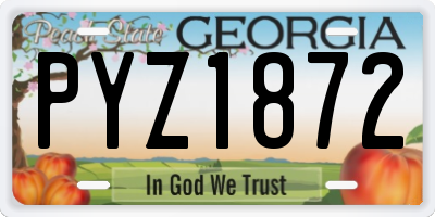 GA license plate PYZ1872