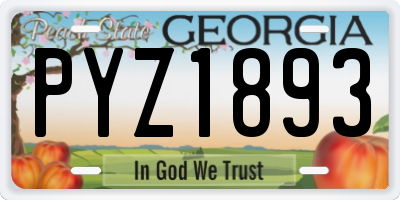 GA license plate PYZ1893