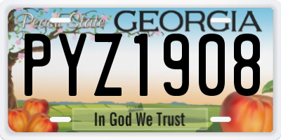 GA license plate PYZ1908