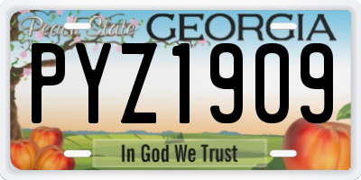 GA license plate PYZ1909