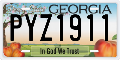 GA license plate PYZ1911