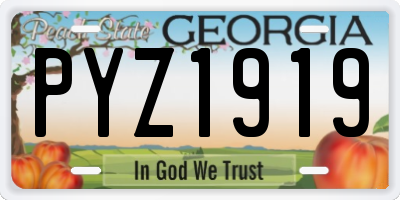 GA license plate PYZ1919