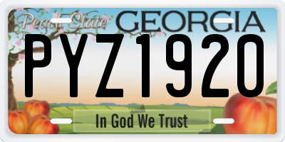 GA license plate PYZ1920