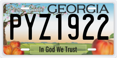 GA license plate PYZ1922