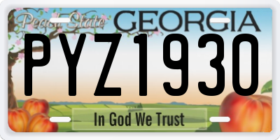 GA license plate PYZ1930