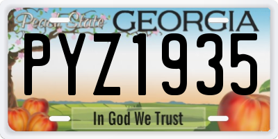 GA license plate PYZ1935