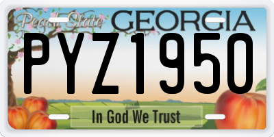 GA license plate PYZ1950