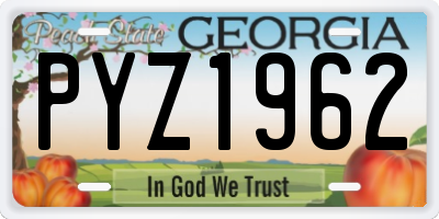 GA license plate PYZ1962