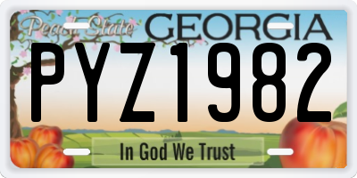 GA license plate PYZ1982
