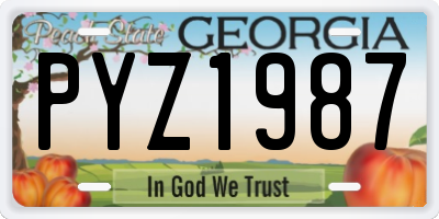 GA license plate PYZ1987