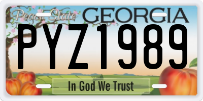 GA license plate PYZ1989