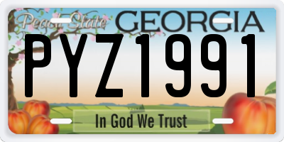 GA license plate PYZ1991