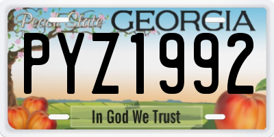 GA license plate PYZ1992