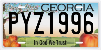 GA license plate PYZ1996