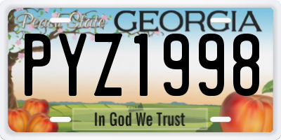 GA license plate PYZ1998