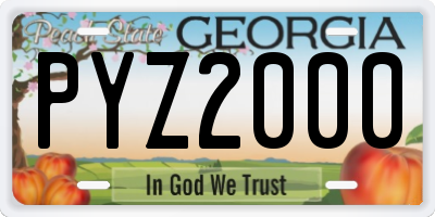 GA license plate PYZ2000