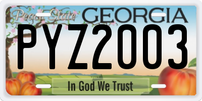 GA license plate PYZ2003