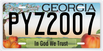 GA license plate PYZ2007