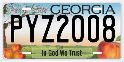 GA license plate PYZ2008
