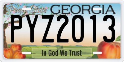 GA license plate PYZ2013