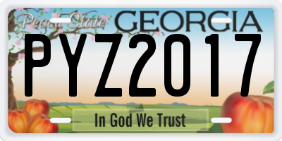GA license plate PYZ2017