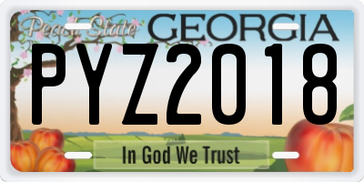 GA license plate PYZ2018