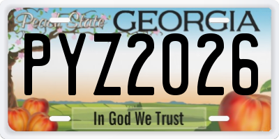 GA license plate PYZ2026