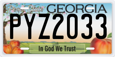 GA license plate PYZ2033