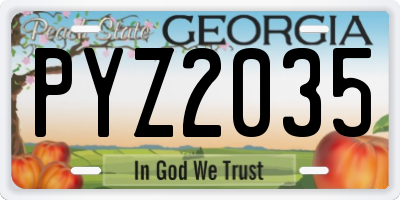 GA license plate PYZ2035