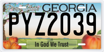 GA license plate PYZ2039
