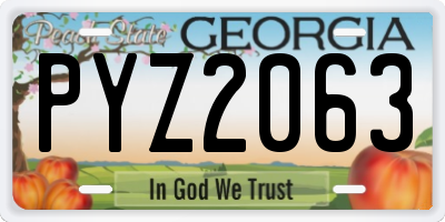 GA license plate PYZ2063