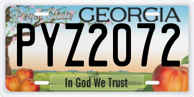 GA license plate PYZ2072