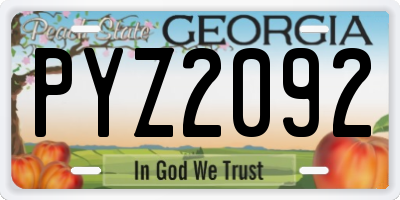 GA license plate PYZ2092