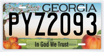 GA license plate PYZ2093