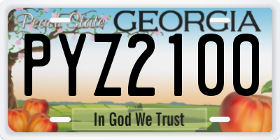 GA license plate PYZ2100